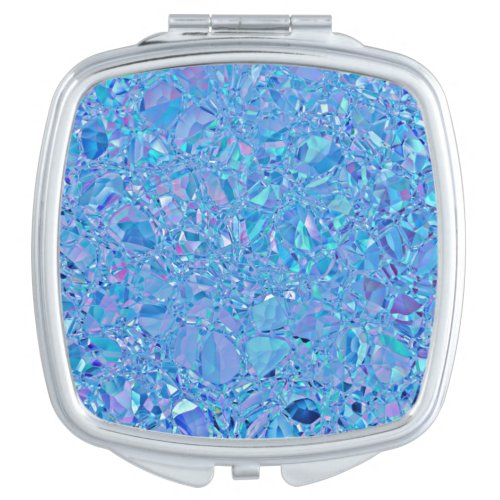 Abstract Crystal Turquoise and Blue Compact Mirror