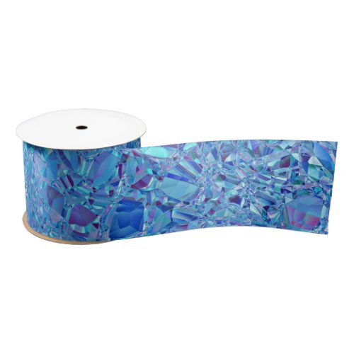 Abstract Crystal Turquoise and Blue Satin Ribbon