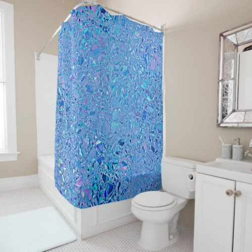 Abstract Crystal Turquoise and Blue Shower Curtain