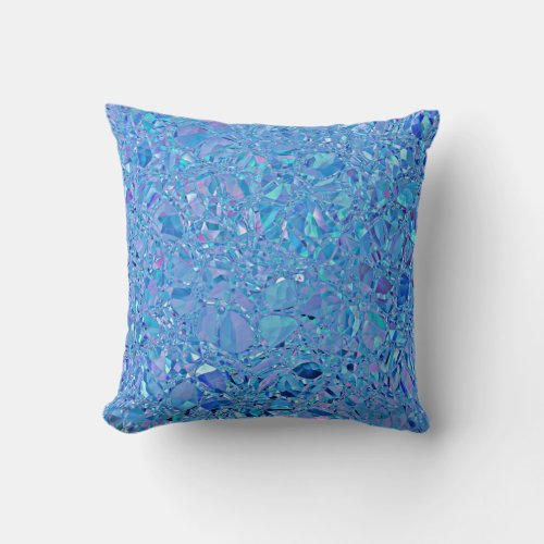 Abstract Crystal Turquoise and Blue Throw Pillow