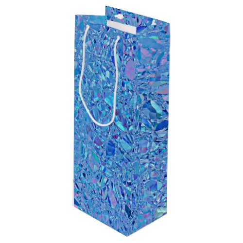 Abstract Crystal Turquoise and Blue Wine Gift Bag