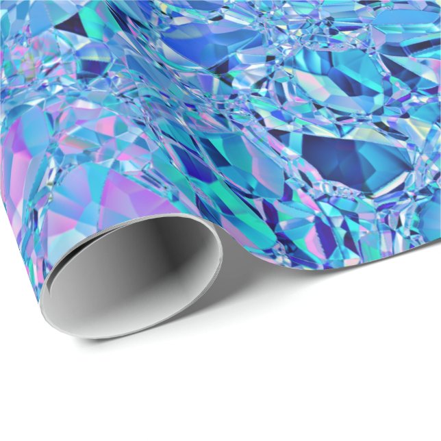 Abstract Crystal Turquoise and Blue Wrapping Paper (Roll Corner)