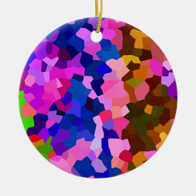 Abstract Crystaline Vibrant Mosaic Pattern Ceramic Ornament (Front)