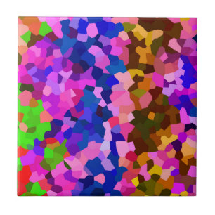 Abstract Crystaline Vibrant Mosaic Pattern Ceramic Tile