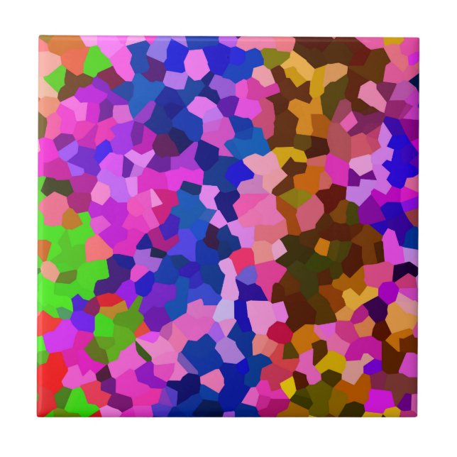 Abstract Crystaline Vibrant Mosaic Pattern Ceramic Tile (Front)