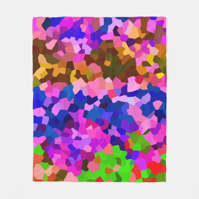 Abstract Crystaline Vibrant Mosaic Pattern Fleece Blanket (Front)