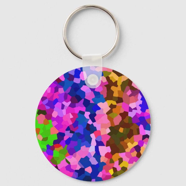 Abstract Crystaline Vibrant Mosaic Pattern Keychain (Front)