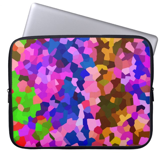 Abstract Crystaline Vibrant Mosaic Pattern Laptop Sleeve (Front)