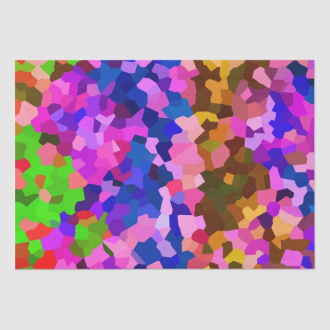 Abstract Crystaline Vibrant Mosaic Pattern Tissue Paper (Front)