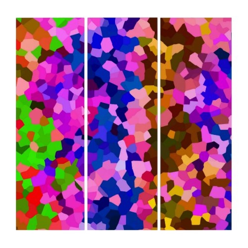 Abstract Crystaline Vibrant Mosaic Pattern Triptych
