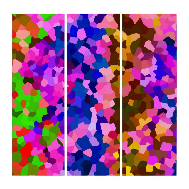 Abstract Crystaline Vibrant Mosaic Pattern Triptych (Front)