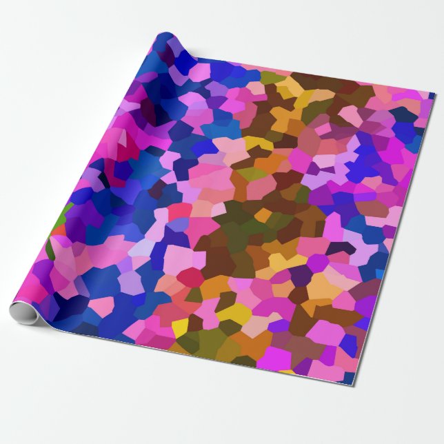 Abstract Crystaline Vibrant Mosaic Pattern Wrapping Paper (Unrolled)