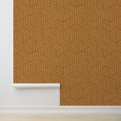 Abstract Cubes Pattern Caramel Brown Wallpaper