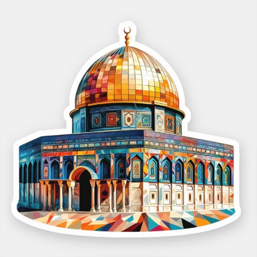 Abstract Cubism Aqsa Palestine Colorful Artwork Sticker