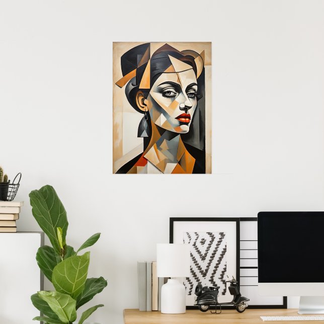 Abstract Cubism Portrait Picasso Inspired Female  Poster (Home Office)