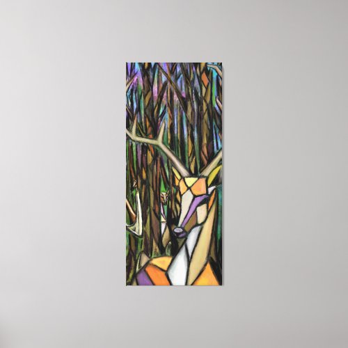 Abstract Cubism Style Painting Canvas Print _ Deer