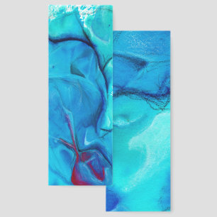 Abstract Cubism Underwater Blue Watercolor Bookmarks