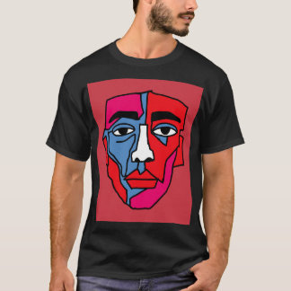 Abstract Cubist Depression Face Retro Graphic Illu T-Shirt