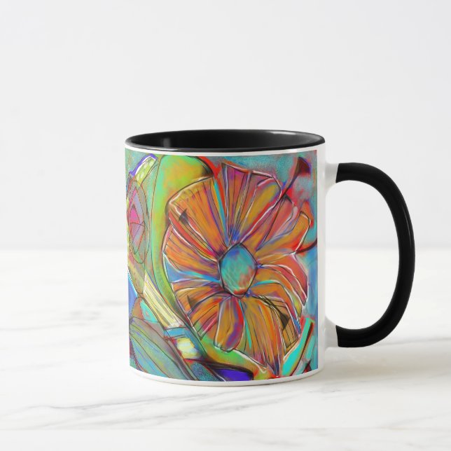 Abstract Cubist Flower mug (Right)