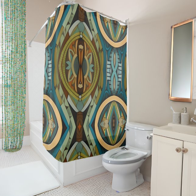 Abstract Cubist Inspired Art Deco 3 Shower Curtain (Creator Uploaded)