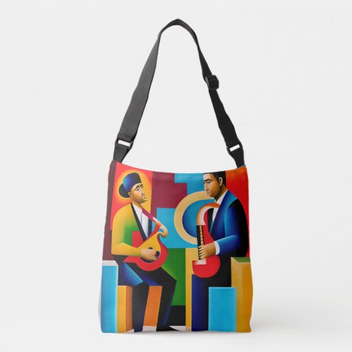 Abstract Cubist Jazz Cross_Body Tote