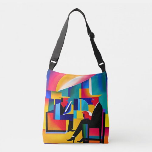 Abstract Cubist Jazz Cross_Body Tote