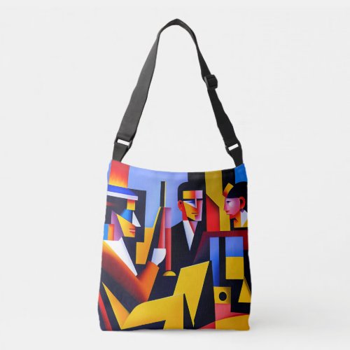 Abstract Cubist Jazz Cross_Body Tote