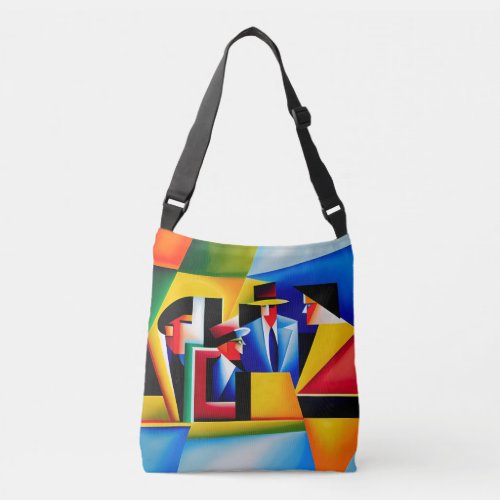 Abstract Cubist Jazz Cross_Body Tote