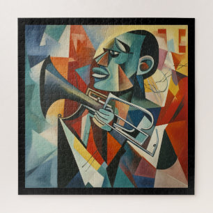 Abstract Cubist Jazz Trumpeter Jigsaw Puzzle