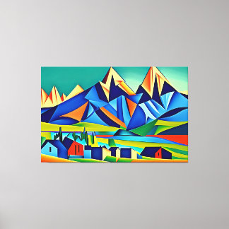 Abstract Cubist Mountains Canvas Print