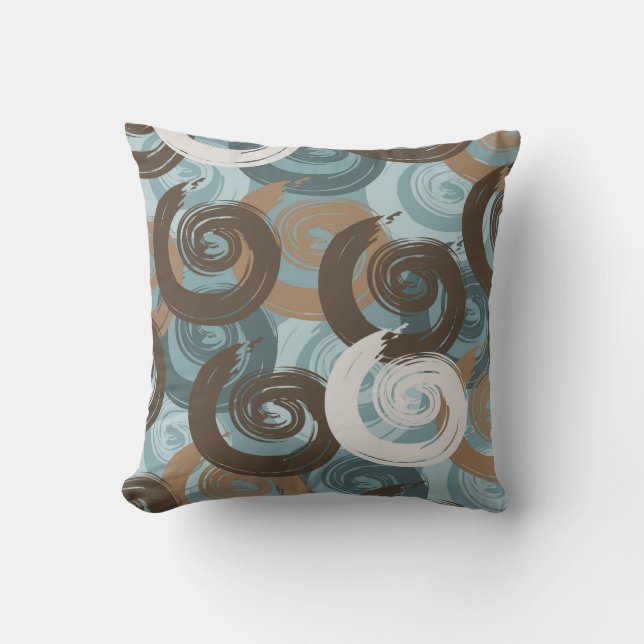 Abstract Curls Teal Throw Pillow (Front)