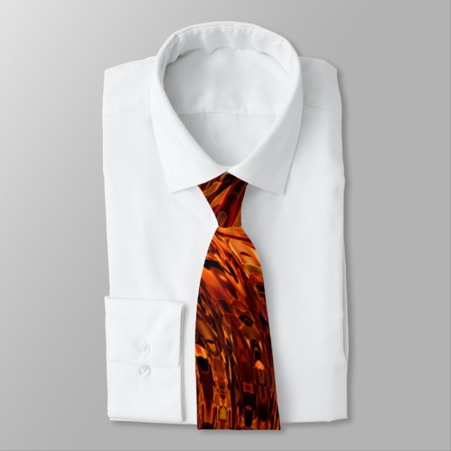 Abstract curved bands in reddish golden shades neck tie (Tied)