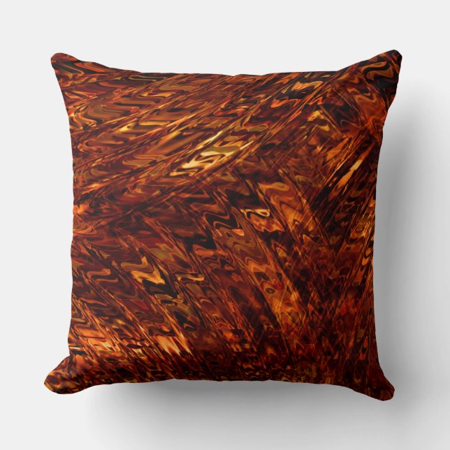 Abstract curved bands in reddish golden shades throw pillow (Front)