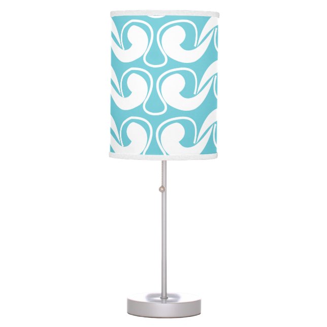 Abstract Curves Blue White Pattern Table Lamp (Front)