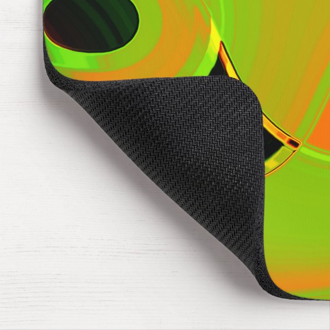 Abstract curves in lime green with orange bath     mouse pad (Corner)