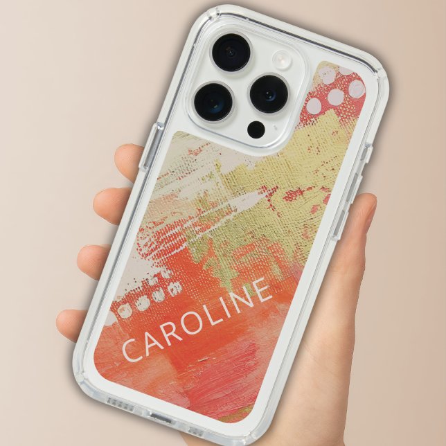 Abstract Custom Name Artistic Modern Coral Speck iPhone Case (Creator Uploaded)