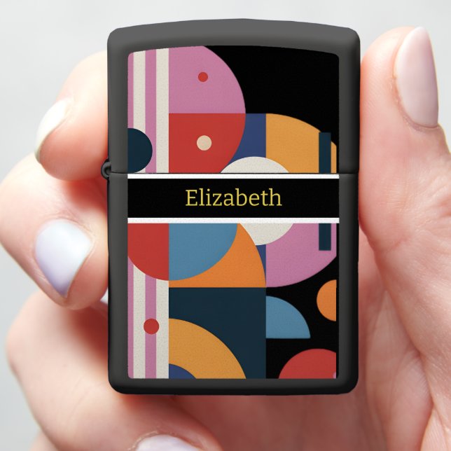 Abstract Custom Name Modern Geometric Marble Zippo Lighter (In Hand)