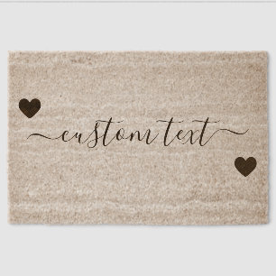 Abstract Custom Text Heart Fiber Doormat
