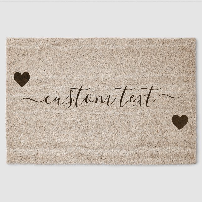 Abstract Custom Text Heart Fiber Doormat (Front)