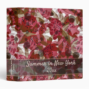 Abstract cute beautiful red flowers floral design 3 ring binder