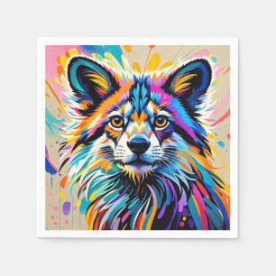 Abstract cute funny happy animal art design bold napkins