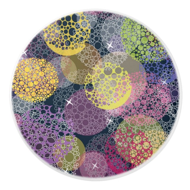 Abstract Cute Polka Dot Circle Ceramic Knob (Front)