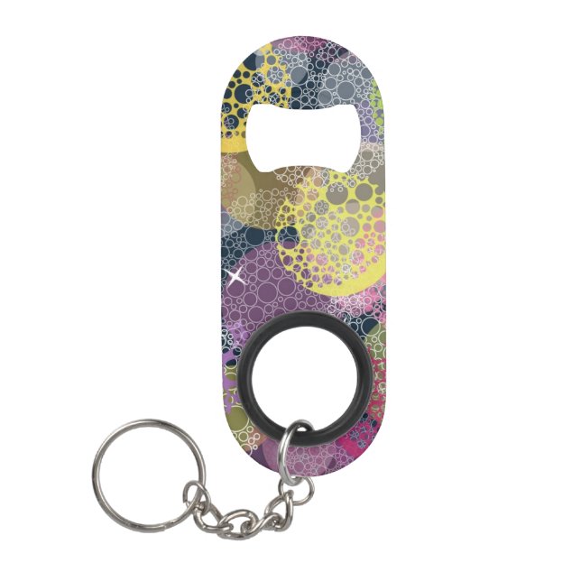 Abstract Cute Polka Dot Circle Keychain Bottle Opener (Front)