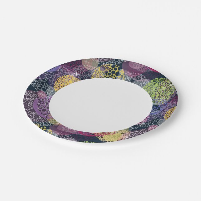 Abstract Cute Polka Dot Circle Paper Plates (Angled)
