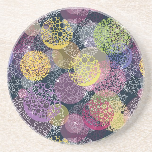 Abstract Cute Polka Dot Circle Sandstone Coaster (Front)