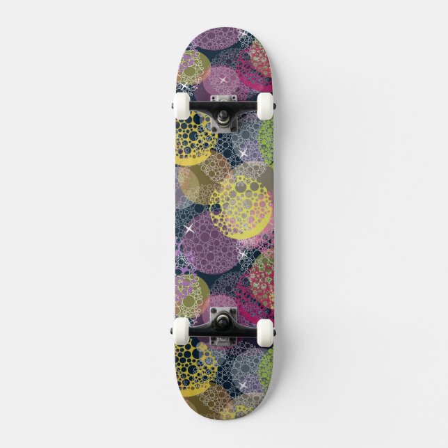 Abstract Cute Polka Dot Circle Skateboard Deck (Front)