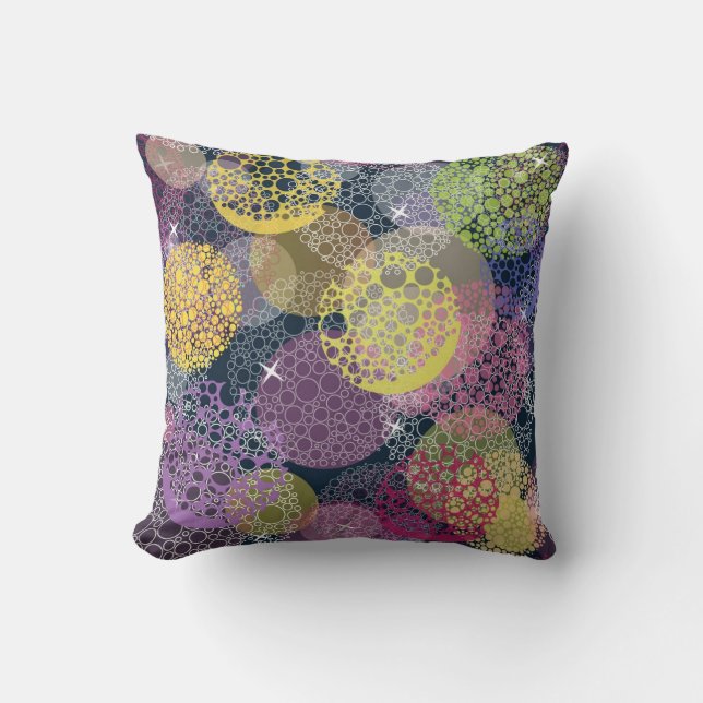 Abstract Cute Polka Dot Circle Throw Pillow (Front)