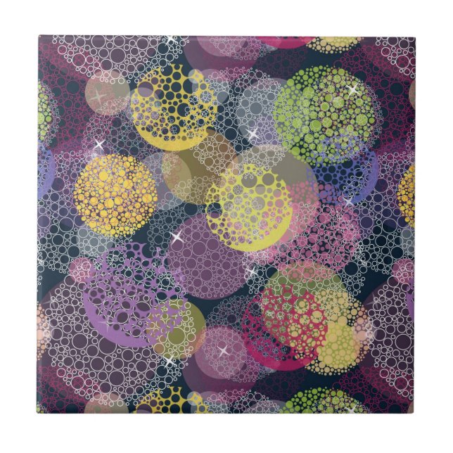 Abstract Cute Polka Dot Circle Tile (Front)