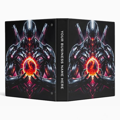 Abstract Cyber Cosmic Guardian Futuristic Robot 3 Ring Binder