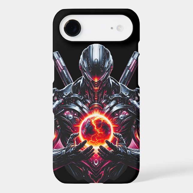 Abstract Cyber Cosmic Guardian Futuristic Robot Case-Mate iPhone Case (Back)